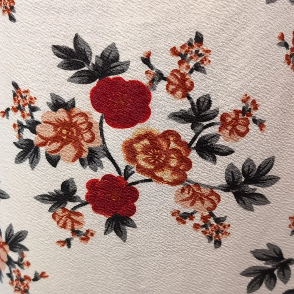 SHEIN White And Red Floral Square Neck Short Sleeve Slit Front Midi Dress XXL